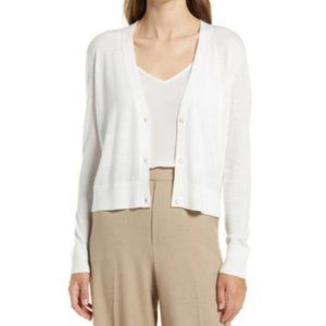 Crop V-neck Cardigan In Ivory Cloud